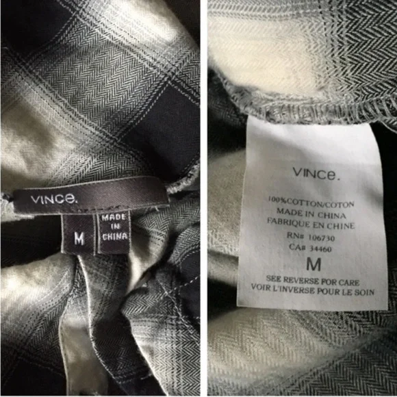 Vince Black and Gray Plaid Tunic Shirt - Picture 6 of 15